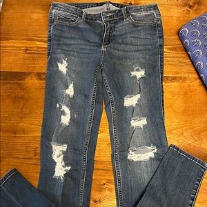 Hollister Mid Rise Super Skinny Distressed